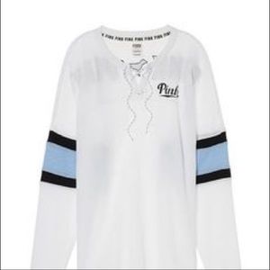 PINK Victoria’s secret lace up varsity crew